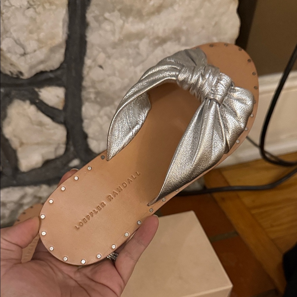 Loeffler Randall Metallic Silver Knotted Sandals - Picture 2 of 7